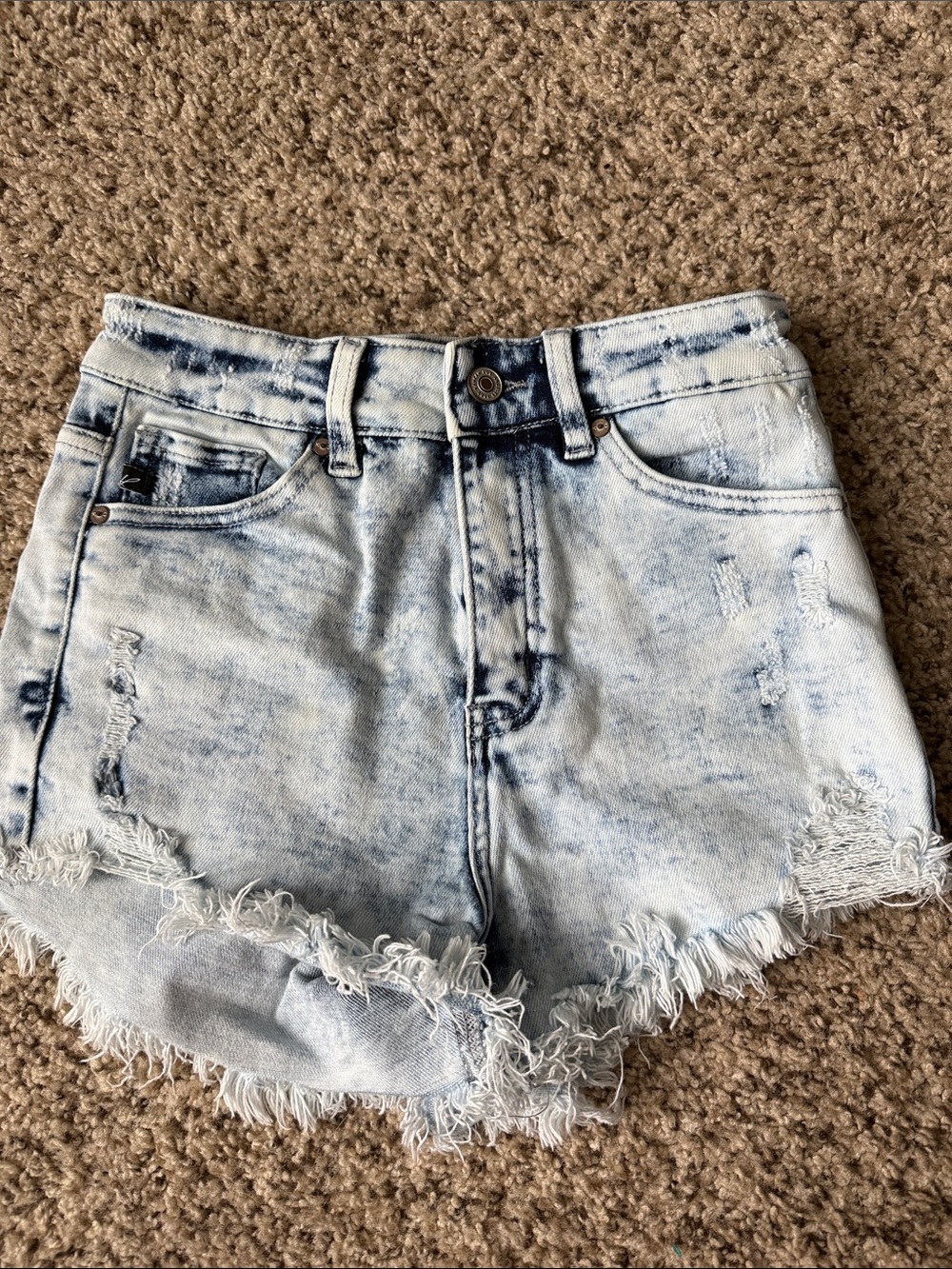 KanCan Light Wash Distressed Denim Shorts - Women